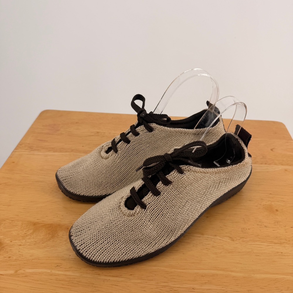 Arcopedico LS Knit Oxford Women 39 Beige Tan Lace Up Comfort Walking Gorpcore